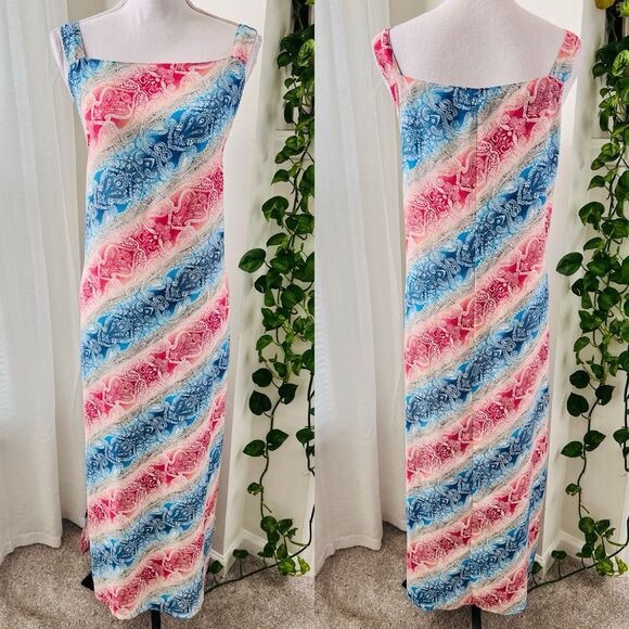 Mlle Gabrielle Blue & Pink Floral Soft Flowy Boho Maxi Dress - Plus Size 18 - Picture 1 of 8